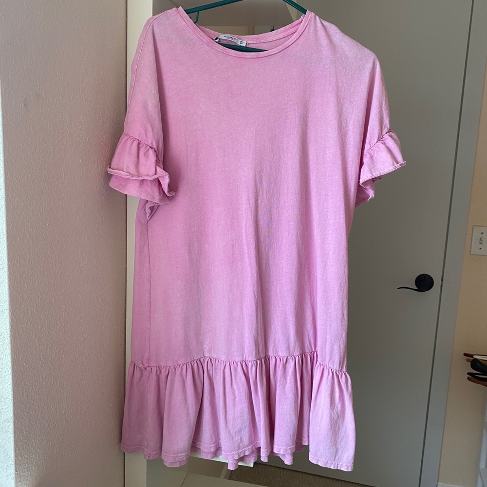 asos pink ruffle dress